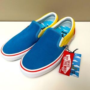 Vans x The Simpsons Slip-On Pro Blue & Yellow Skate Shoes Size 9.5